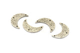 Çekiçle İşlenmiş Ay Hilal Charm, 3 Delikli 2 Antik Gümüş Kaplama Pirinç Çekiçle İşlenmiş Ay Kolye (25x9x1,2 mm) N0386 H0036
