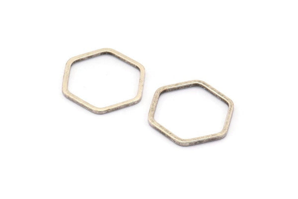 Açık Petek Yüzük, 25 Antik Gümüş Kaplama Pirinç Altıgen Yüzük, Tılsımlar (16x1mm) BS 1223 H0071