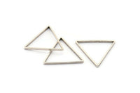 Brass Triangle Charm, 24 Antique Silver Plated Brass Open Triangle Ring Charms (29x0.8x2mm) Bs 1195 H0051