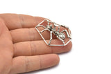 Silver Ant Pendant, Antique Silver Plated Brass Ant Pendant, Animal Jewelry (36mm) N0354 S599