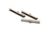 40mm Choker End, 5 Antique Silver Plated Ribbon Crimp Ends With Loop, Findings (40mm) D0340 H0099