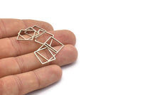 Square Wire Ring, 25 Antique Silver Plated Brass Square Connectors (14mm) Bs-1118 H0059