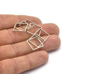Square Wire Ring, 25 Antique Silver Plated Brass Square Connectors (14mm) Bs-1118 H0059