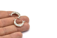 Ay Tılsımı, 2 Antik Gümüş Kaplama Dokulu Boynuz Tılsımı, Kolye Ucu, Mücevher Parçası (19x6x4.40mm) N0234
