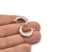 Ay Tılsımı, 2 Antik Gümüş Kaplama Dokulu Boynuz Tılsımı, Kolye Ucu, Mücevher Parçası (19x6x4.40mm) N0234