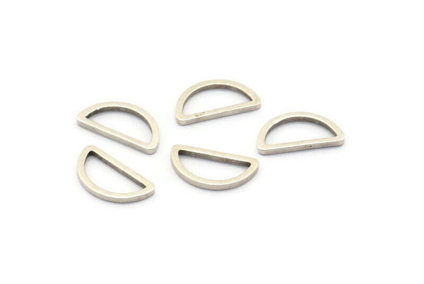 Pirinç Yarım Ay - 50 Antik Gümüş Kaplama Pirinç Açık Yarım Daire Konnektör (6x11x0,8 mm) D0007 H0061