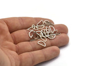 Pirinç Yarım Ay - 50 Antik Gümüş Kaplama Pirinç Açık Yarım Daire Konnektör (6x11x0,8 mm) D0007 H0061