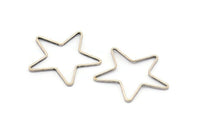 Antik Gümüş Yıldız Tılsımı, 24 Antik Gümüş Kaplama Pirinç Açık Yıldız Tılsımı (24x0,8x0,6 mm) BS 1078 H0136