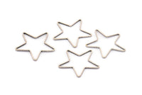 Antik Gümüş Yıldız Tılsımı, 12 Antik Gümüş Kaplama Pirinç Açık Yıldız Tılsımı (24x0,8x0,6 mm) BS 1078 H0136