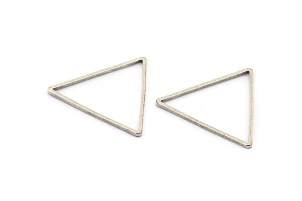 Üçgen Charm, 25 Antik Gümüş Kaplama Pirinç Üçgen (24x24x24mm) Bs-1125 H0049