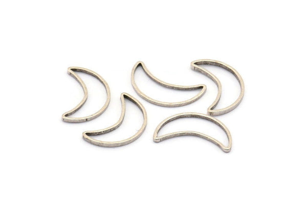 Antik Gümüş Ay, 50 Antik Gümüş Kaplama Pirinç Ay (15x8,5 mm) Bs1163m D0150 H0070