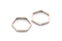 Pirinç Altıgen Charm, 24 Antik Gümüş Kaplama Pirinç Altıgen Yüzük Charm (14x0,8x2 mm) BS 1183 H0082