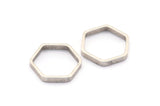Pirinç Altıgen Charm, 24 Antik Gümüş Kaplama Pirinç Altıgen Yüzük Charm (14x0,8x2 mm) BS 1183 H0082