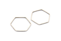 Silver Hexagon Ring Charm, 24 Antique Silver Plated Brass Hexagon Shaped Ring Charms (22x0.6x1mm) Bs 1205 H0103