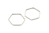 Silver Hexagon Ring Charm, 24 Antique Silver Plated Brass Hexagon Shaped Ring Charms (22x0.6x1mm) Bs 1205 H0103