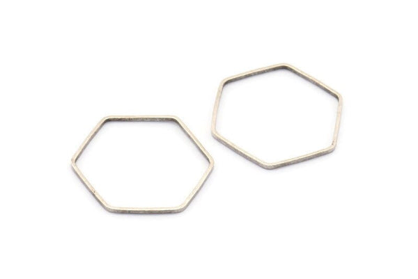 Gümüş Altıgen Yüzük Tılsımı, 12 Antik Gümüş Kaplama Pirinç Altıgen Şekilli Yüzük Tılsımı (22x0,6x1 mm) Bs 1205 H0103