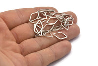 Açık Kesim Pırlanta, 25 Antik Gümüş Kaplama Açık Pırlanta Yüzük Tılsımı (9x17x1mm) D0029 H0102