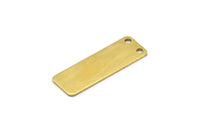 Brass Necklace Bar, 12 Raw Brass Rectangle Stamping Blank, Pendant with 2 Holes (30x10x0.80mm) b0135