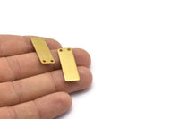 Brass Necklace Bar, 12 Raw Brass Rectangle Stamping Blank, Pendant with 2 Holes (30x10x0.80mm) b0135