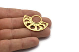 Moon Phases Pendant, 2 Raw Brass Semi Circle Pendants, Earring Findings (39x30x1.5x1mm) U091
