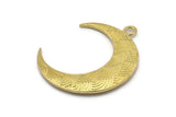 Brass Moon Charm, Raw Brass Textured Horn Charms, Pendant, Jewelry Finding (36x11x3.40mm)  N0238