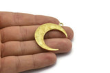 Brass Moon Charm, Raw Brass Textured Horn Charms, Pendant, Jewelry Finding (36x11x3.40mm)  N0238