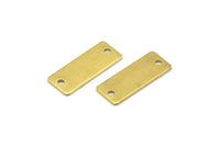 Brass Rectangle Bar, 10 Raw Brass Rectangle Stamping Blanks with 2 Holes, Necklace Pendants (20x8x0.80mm) A0813