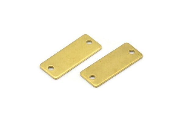 Brass Rectangle Bar, 10 Raw Brass Rectangle Stamping Blanks with 2 Holes, Necklace Pendants (20x8x0.80mm) A0813