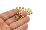 Square Cube Bead, Raw Brass Square Cube Beads (4x4mm) Bs 1148--N0547