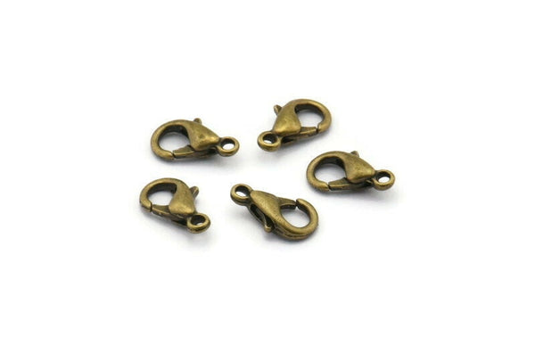 Brass Parrot Clasp, 100 Antique Bronze Lobster Claw Clasps (10x5mm)  A0366