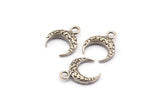 Ay Tılsımı, 8 Antik Gümüş Kaplama Dokulu Boynuz Tılsımı, Kolye Ucu, Mücevher Parçası (12x3.50x3mm) N0303