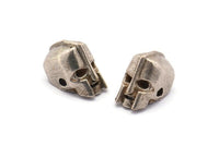 Silver Robot Beads, 2 Antique Silver Plated Robot Bracelet Parts (10x8mm) N0407