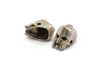 Silver Robot Beads, 2 Antique Silver Plated Robot Bracelet Parts (10x8mm) N0407