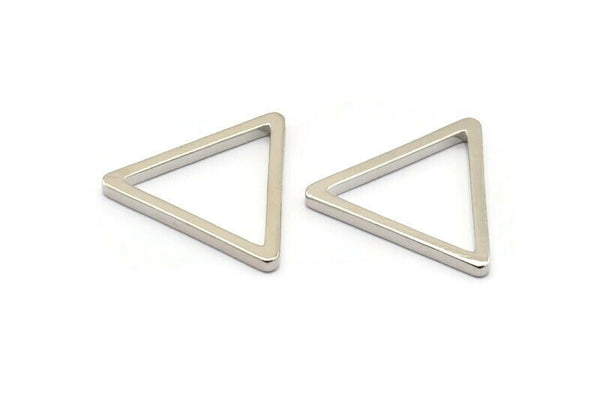 Silver Triangle Charm - 8 Nickel Free Plated Triangle Charms (27x2mm) D0014 H0239