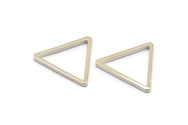 Silver Triangle Charm - 12 Nickel Free Plated Silver Tone Triangle Charms (28x2mm) D0013 H0240