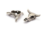 Huge Ox Pendant, 1 Antique Silver Plated Large Ox Head Skull Charms, Pendants (28x26mm) N0403