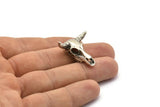 Huge Ox Pendant, 1 Antique Silver Plated Large Ox Head Skull Charms, Pendants (28x26mm) N0403