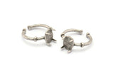 Silver Ring Settings, 2 Antique Silver Plated Brass Adjustable 4 Claw Ring - Ring Stone Setting - Pad Size 8x10mm N1563