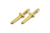 Brass Knife Charm, 4 Raw Brass Knife Charms With 1 Loop, Pendants, Findings (36x9x4mm) N1640