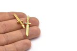 Brass Knife Charm, 4 Raw Brass Knife Charms With 1 Loop, Pendants, Findings (36x9x4mm) N1640