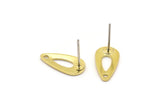 Brass Drop Earring, 12 Raw Brass Drop Stud Earrings With 1 Hole (15x8x0.80mm) M01383 A2414