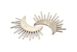 Ay ve Güneş, 2 Antik Gümüş Kaplama Pirinç Hilal ve Yarı Güneş Etnik Kolye, 2 Halka, Bulgular, Tılsımlar (49x35x1mm) U122 H0380
