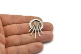 Gümüş Rozet Kolye, 2 Halka, Bulgular, Tılsımlar ile 1 Antik Gümüş Kaplama Pirinç Rozet Kolye (38x23,5 mm) U119 H0384