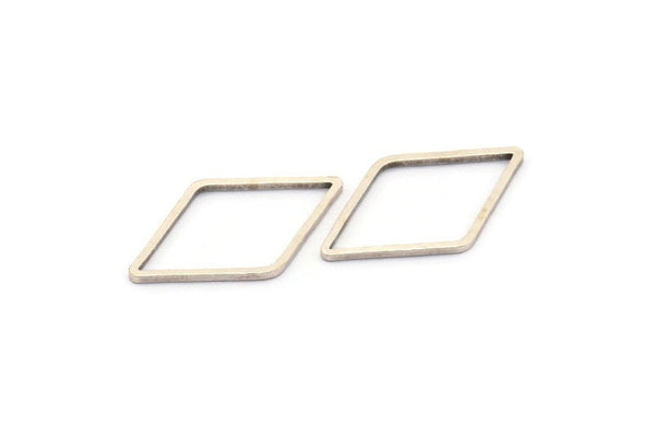 Silver Diamond Charm, 25 Silver Tone Open Diamond Ring Charms (23x13.5x1mm) D0028 H0389