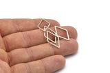 Gümüş Pırlanta Charm, 25 Gümüş Tonlu Açık Pırlanta Yüzük Charm (23x13,5x1mm) D0028 H0389