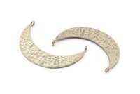Hammered Crescent Pendant, 2 Antique Silver Plated Brass Hammered Crescent Pendants With 2 Loops (43x11x1mm) U147