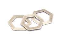 Hexagon Choker Charm, 3 Antique Silver Plated Brass Hexagon Blanks (30x0.8mm) D0151 H0387
