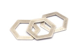 Hexagon Choker Charm, 3 Antique Silver Plated Brass Hexagon Blanks (30x0.8mm) D0151 H0387
