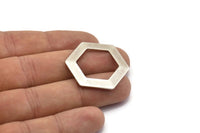Hexagon Choker Charm, 3 Antique Silver Plated Brass Hexagon Blanks (30x0.8mm) D0151 H0387