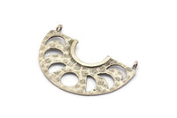 Moon Phases Pendant, 2 Antique Silver Plated Brass Semi Circle Pendants With 2 Loops, Earring Findings (37x14x1mm) U144 H0426